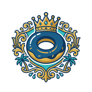 Ornate donut wearing a crown logo.
