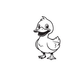 Fototapeta premium Duck Outline Silhouette Vector Duck Line Art Silhouette Duck Black White Outline