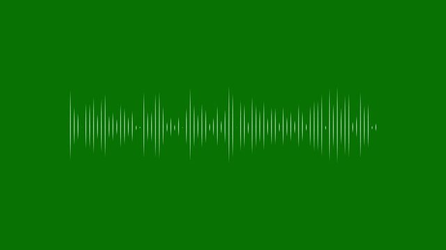 Glowing White Audio Waveform Visualizer Animation on green Screen, Dynamic Music Spectrum Meter, Abstract Audio Sound Waves Motion Graphic, Video Production Loop Asset 4K