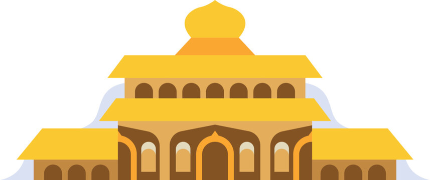 Colorful Mosque Illustration Corner