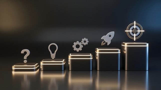 Business growth stages idea process launch target