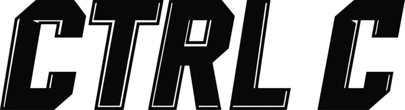 CTRL C Text Effect: Bold, black letters spelling CTRL C with a silver outline and a subtle shadow effect, evoking a sense of duplication or copying.