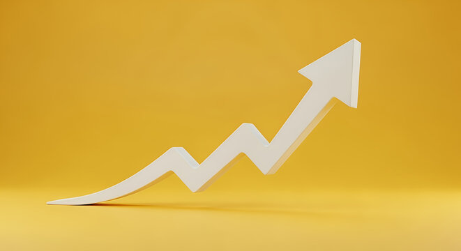 Rising White Arrow Graph on Yellow Background