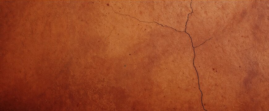 Cracked brown concrete wall texture with deep fissures and weathered surface for industrial or grunge design backgrounds