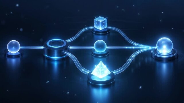 Abstract 2.5D distributed AI collaboration with parallel agent tasks splitting and merging into one result for enterprise automation and intelligent workflow content.