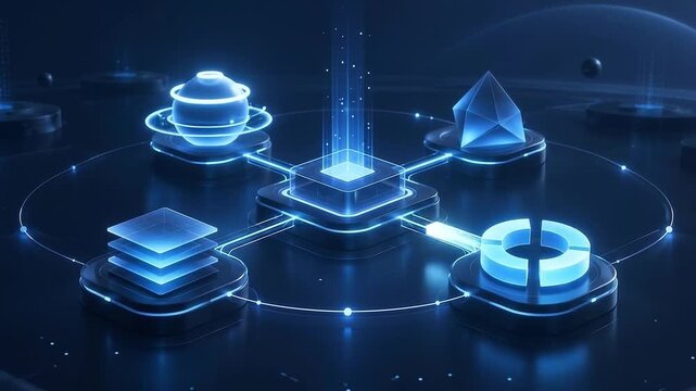 Premium 2.5D modular AI team system with specialized connected agent nodes for enterprise automation, intelligent orchestration, and collaborative AI workflows.