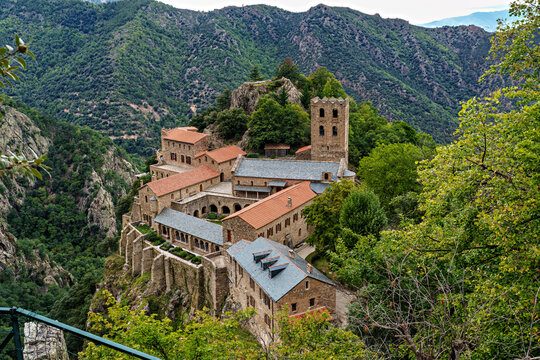 Abbey of Saint Martin du Canigou. Pyrenees-Orientales department in France, founded by monks of the Benedictine order