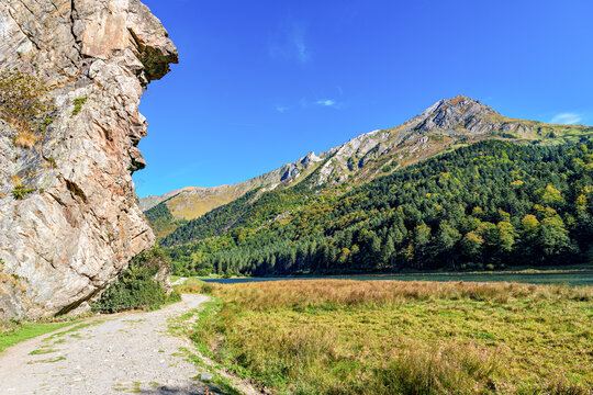 Wonderful altitude lake of Lac d'Estaing in the Lavedan, Hautes-Pyrenees, France.