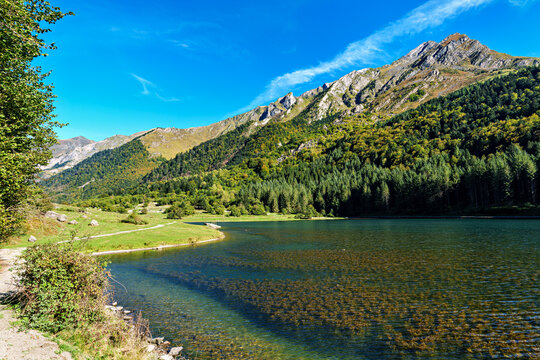Wonderful altitude lake of Lac d'Estaing in the Lavedan, Hautes-Pyrenees, France.