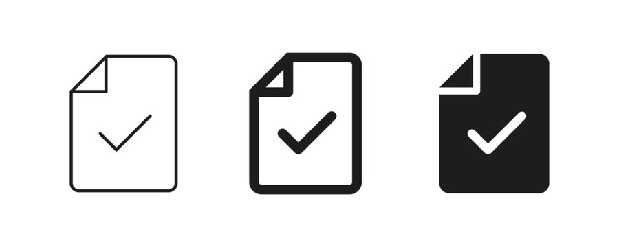 Approved document icon, files with check mark tick