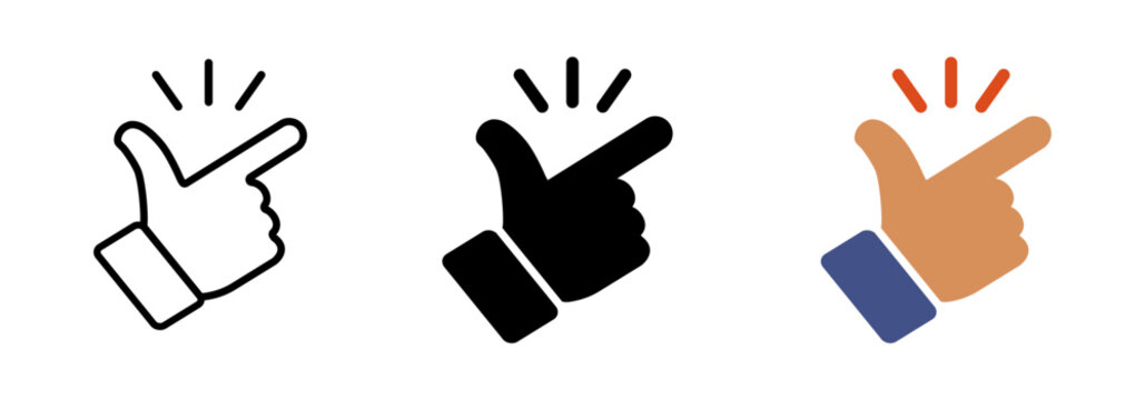 It&rsquo;s simple - finger snap set icon. Easy icon. Finger snapping click flick hand gesture sign  in flat style - stock vector