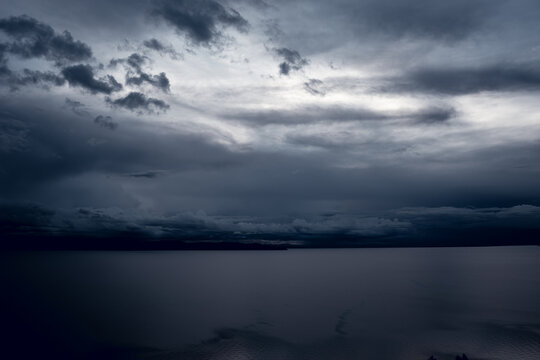 Panoramic view of Lake Titicaca from Taquile Island, Peru