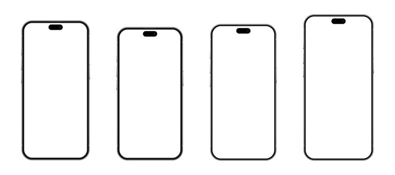 New phone mockup front view isolated on transparent background
