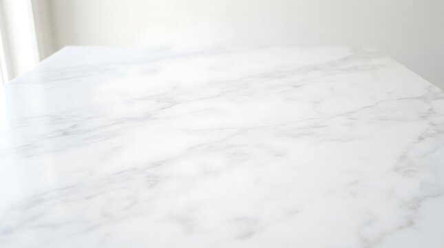 Polished white marble surface texture with soft natural light background interior