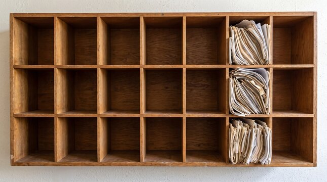 Staff Pigeonhole Rack With One Compartment Crammed Full as Key Person Risk Metaphor