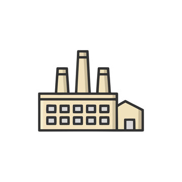 Factory building with chimneys