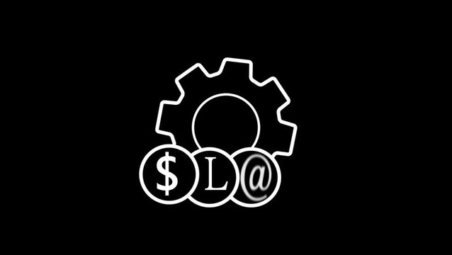 Gear with Percent Coin Icon Representing Financial Operations, Interest Rates, Discount Settings, and Cost Efficiency
