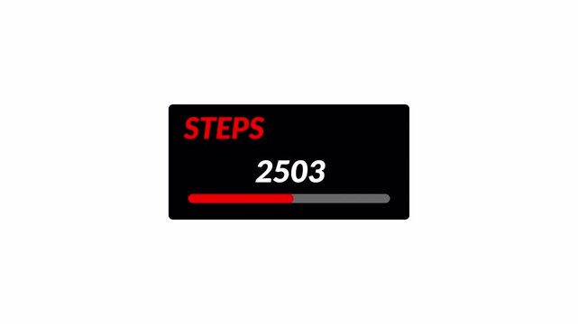 Animated foot steps counter animation in 4k animation five thousand steps counter animated, 0 to 5000 foot steps count on transparent background with alpha channel 