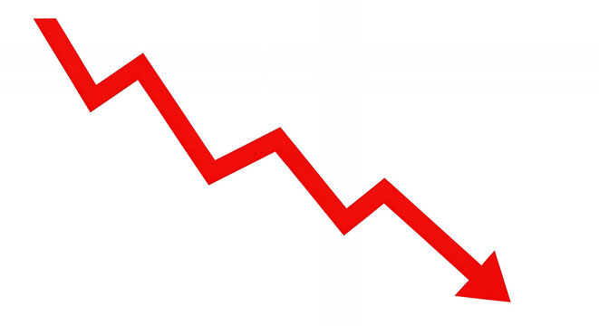 Downward Trend Red Arrow In Graph