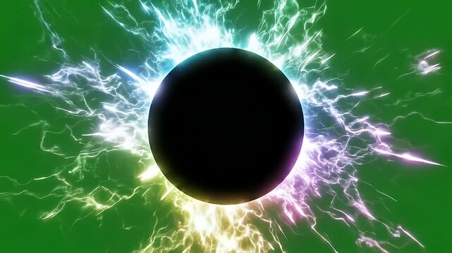 Solar Eclipse Ringing Core with Bright Neon corona in Green Background