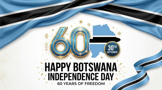 Botswana independence day 60th anniversary celebration with national flag and map