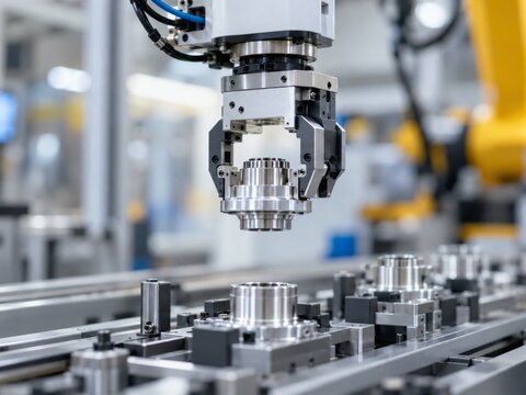 Industrial Robot Gripper Handling Precision Machined Component