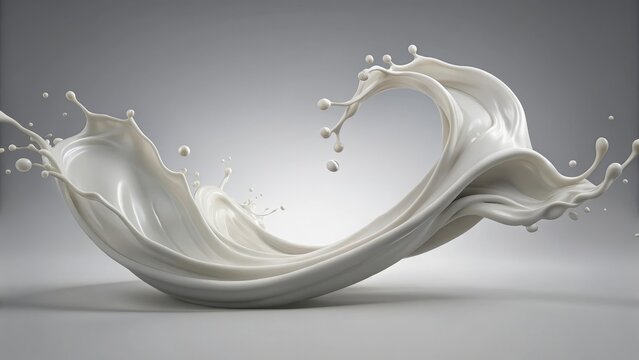 Dynamic Fluid Motion An Abstract Swirl of Creamy White Liquid in Elegant Pose
