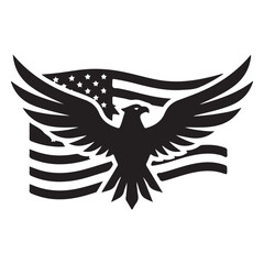 Obraz premium American Flag with eagle combination symbol vector silhouette illustration concept design collection