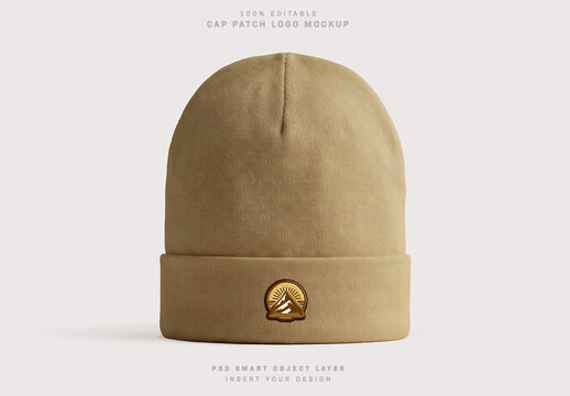 Wooly Hat Mockup Isolated on White with Soft Shadows - Front View