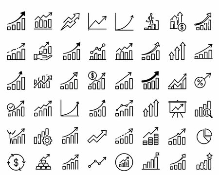 Business Growth and Profit Graph Icon Collection