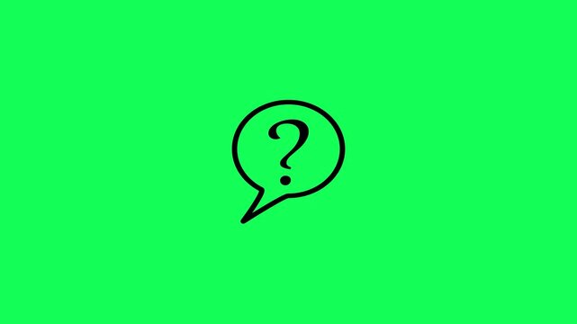 Message box with question mark icon animation on green background. Bubble chat text speech inbox sign with question mark animation for inquiry and doubt concepts