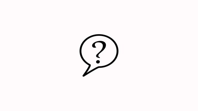 Message box with question mark icon animation on white background. Bubble chat text speech inbox sign with question mark animation for inquiry and doubt concepts