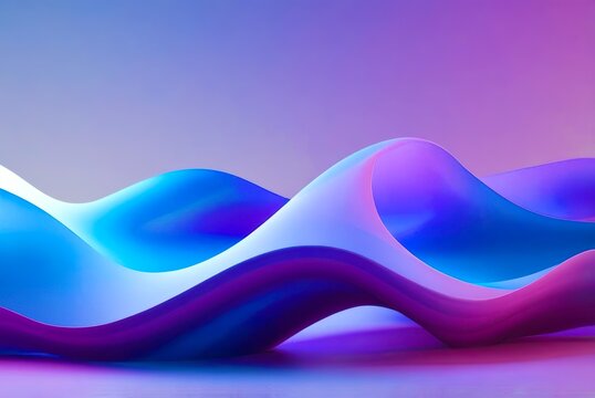 Soft waves undulate in glowing hues of blue, purple, and magenta