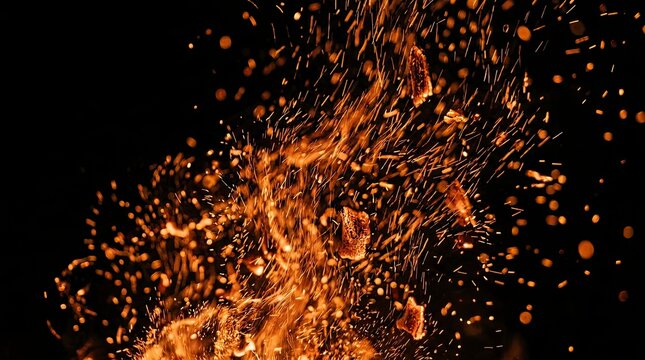 Dynamic fiery sparks in a dark abstract scene.