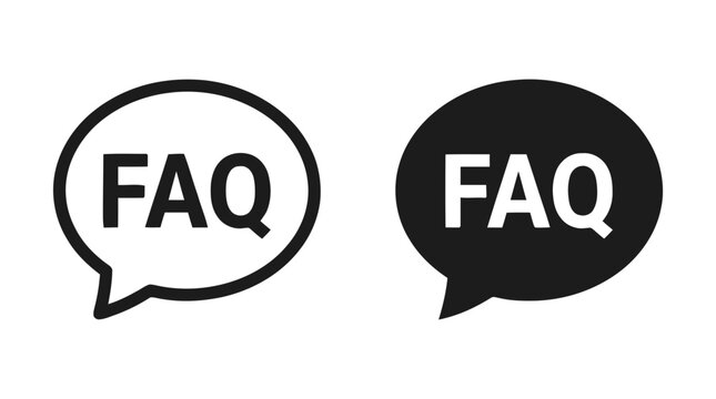 Vector illustration of faq speech bubble icons set, frequently asked questions, vector illustration on a transparent background