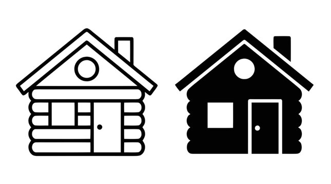 Vector illustration of log cabin house icon set on a transparent background