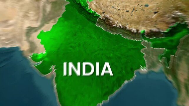 Uttar Pradesh state highlighted on colorful digital map animation video footage