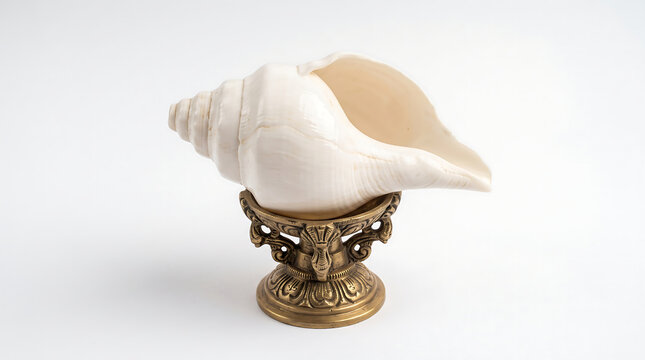 Sacred white conch shell shankha for navratri and durga puja festival