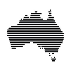 Stylized striped map of australia continent vector illustration © MDSakib