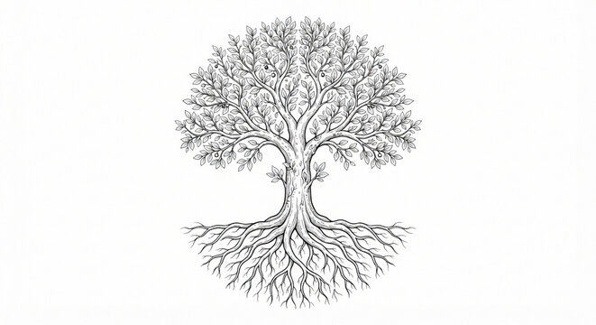 black and white sketch tree