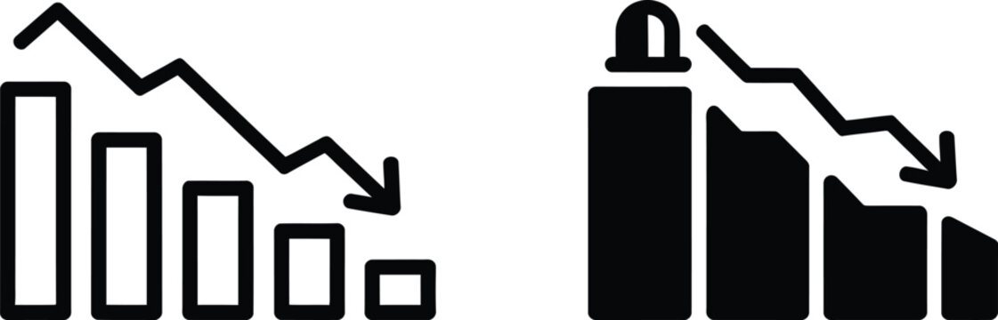 Declining financial performance bar vector illustration