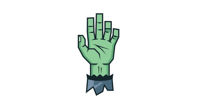 Stylized Green Zombie Hand Vector - Halloween Monster Graphic