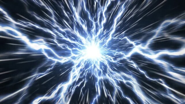 Abstract powerful white and blue energy shockwave explosion expanding rapidly