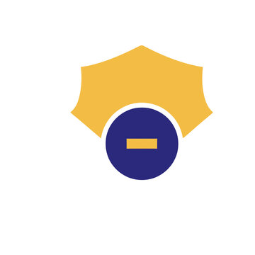 Yellow shield with blue circle and minus symbol