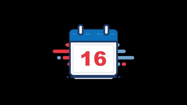 Calendar animation showing number with colorful lines