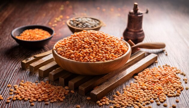 Raw Dry Lentils Lentil Grains Dal Daal Dhal Masoor