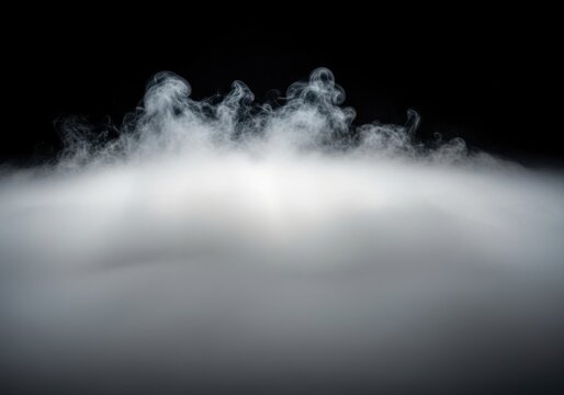 Ghostly human shapes slowly materialize from thick swirling fog in a dark and dramatic environment creating a captivating and mysterious atmosphere