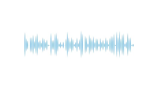 Animated white audio bar spectrum with pulsing sound waves, digital frequency meter, music equalizer visualization, voice signal graphic, transparent style overlay on white background 4k