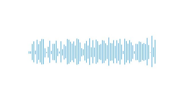 Audio waveform visualizer animation with white sound waves on white screen, frequency spectrum meter, podcast audio signal, music equalizer rhythm, modern digital motion design, looping 4k