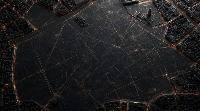 Aerial View of Futuristic Smart City Network at Night